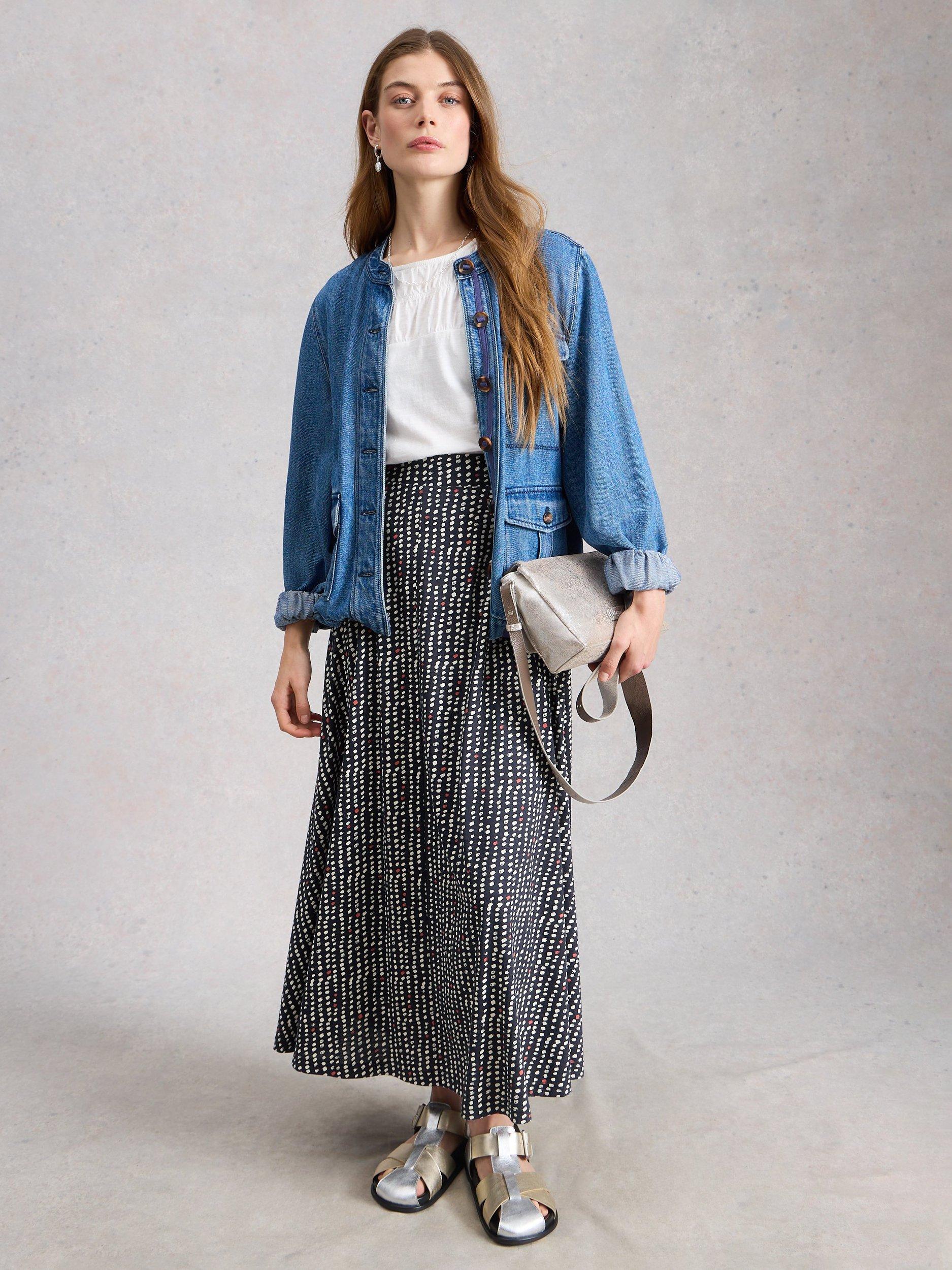 Product image 1 of 6, which shows White Stuff Jada Abstract Maxi Dress, Navy/Multi, 6