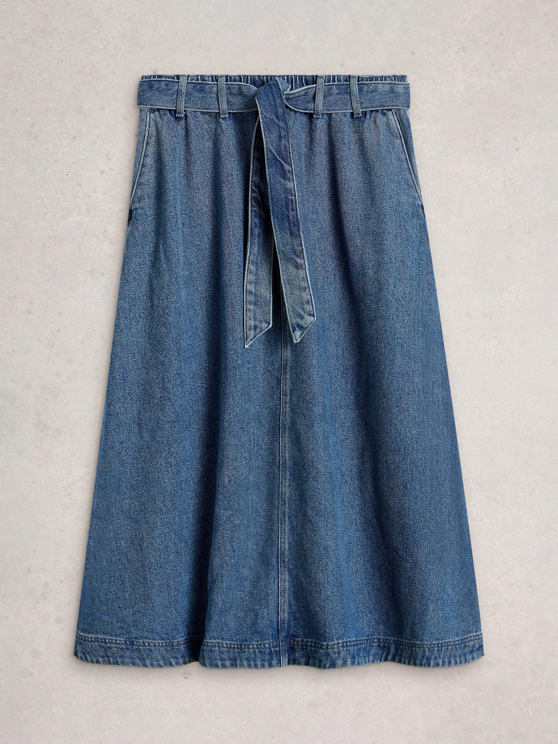 Product image 5 of 6, which shows White Stuff Lexi Tie Waist Denim Skirt, Blue, 6