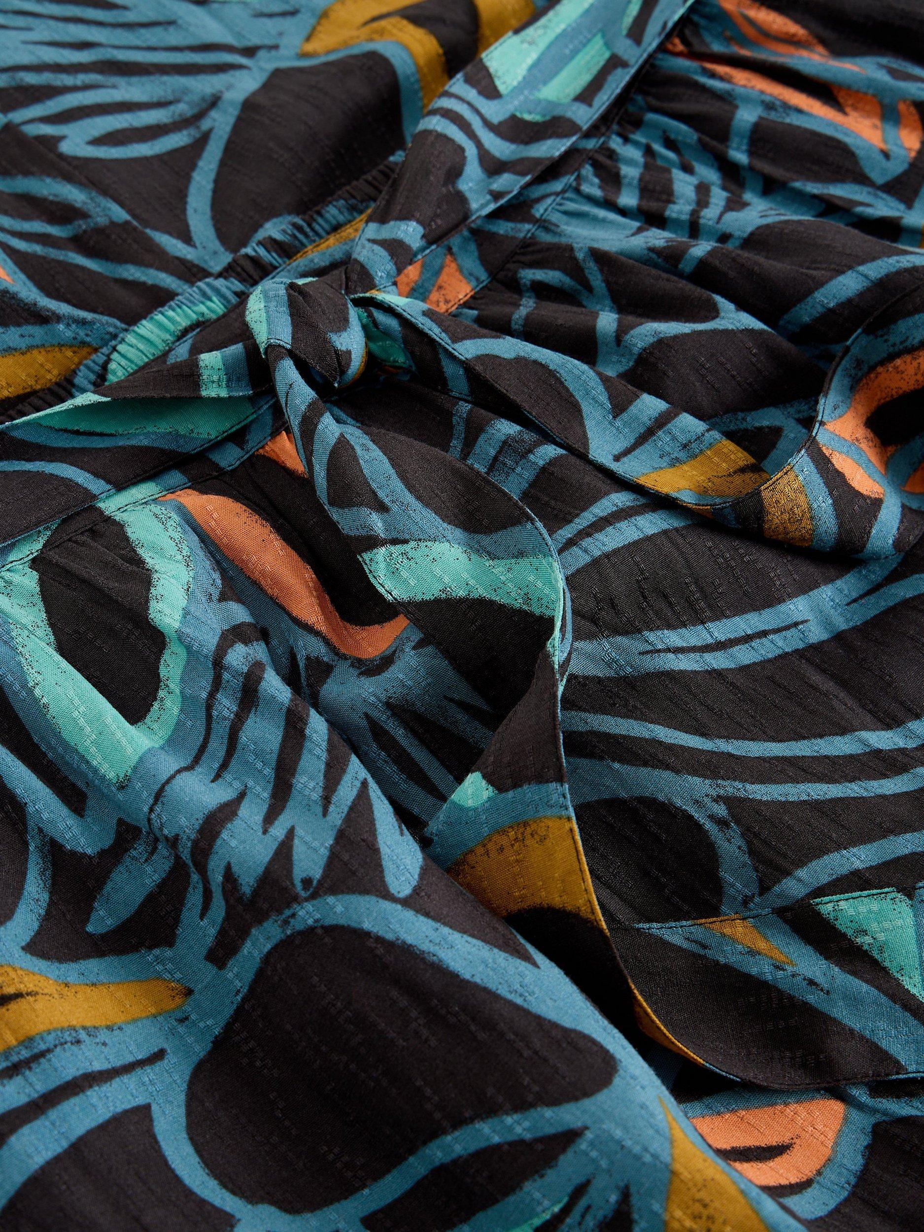 Product image 6 of 6, which shows White Stuff Lotus Abstract Skirt containing LENZING™ ECOVERO™ Viscose, Black/Multi, 6