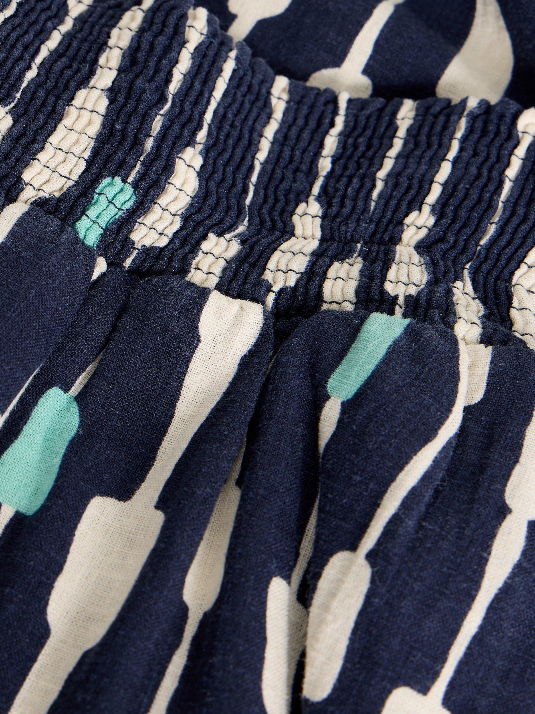 Product image 6 of 6, which shows White Stuff Shelly Linen Blend Midi Skirt, Blue/Multi, 6