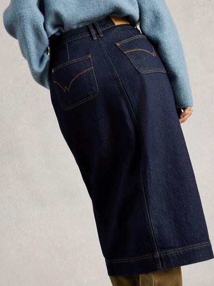 White Stuff Tia Denim Midi Skirt - view 2, Indigo