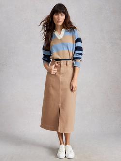White Stuff Tia Denim Midi Skirt, Natural