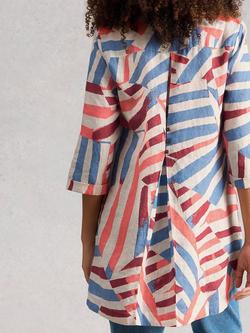 White Stuff Bianca Abstract Pure Linen Tunic Top, Ivory/Multi - view 2, Ivory/Multi