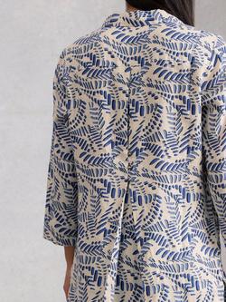 White Stuff Bianca Linen Tunic, Ivory/Blue - view 2, Ivory/Blue