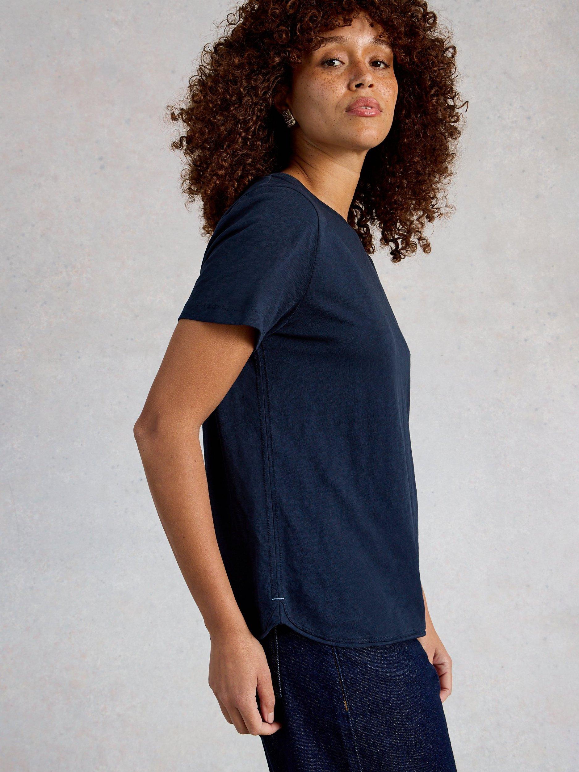 Product image 3 of 6, which shows White Stuff Clara Crew Neck T-Shirt, Blue, 6
