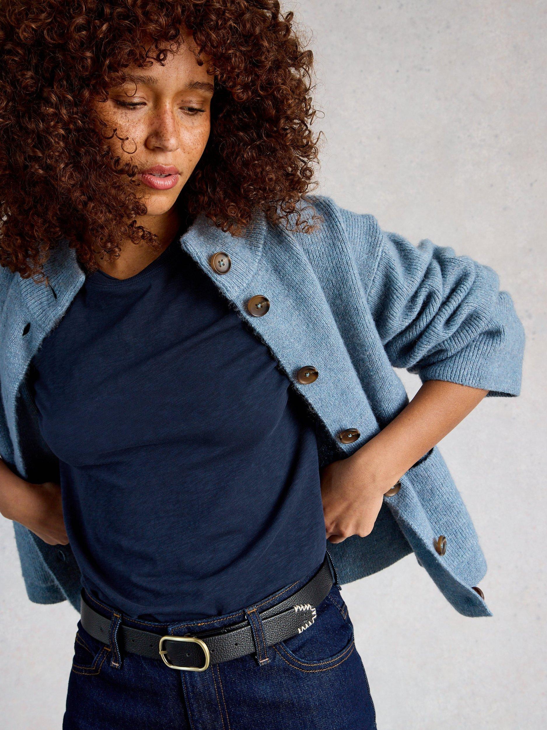 Product image 4 of 6, which shows White Stuff Clara Crew Neck T-Shirt, Blue, 6