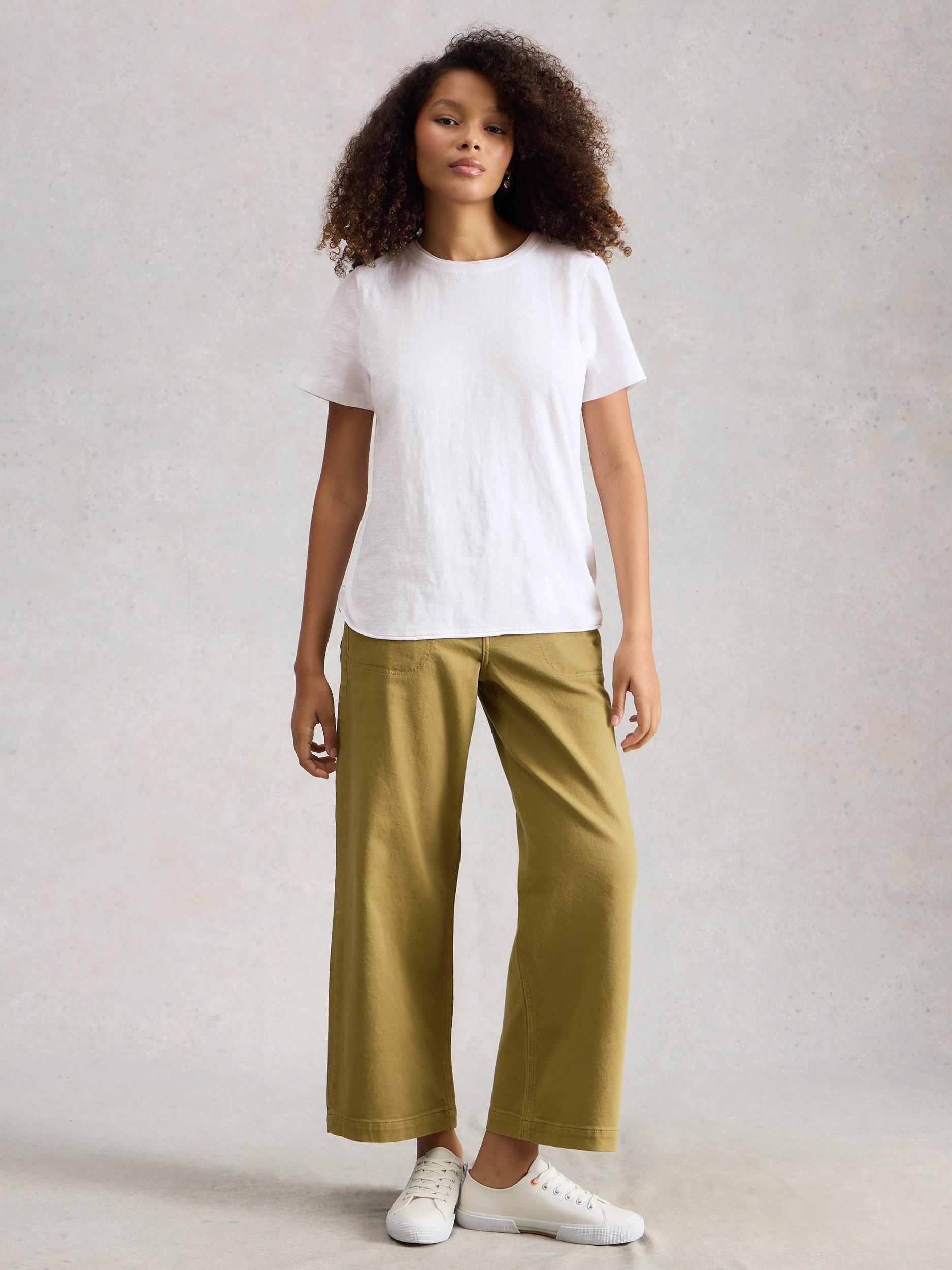 Product image 1 of 2, which shows White Stuff Clara Round Neck T-Shirt, Brilliant White, 6