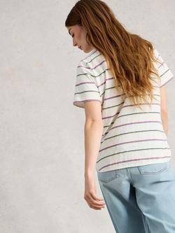White Stuff Clara Stripe Crew Neck T-Shirt, White/Multi - view 2, White/Multi