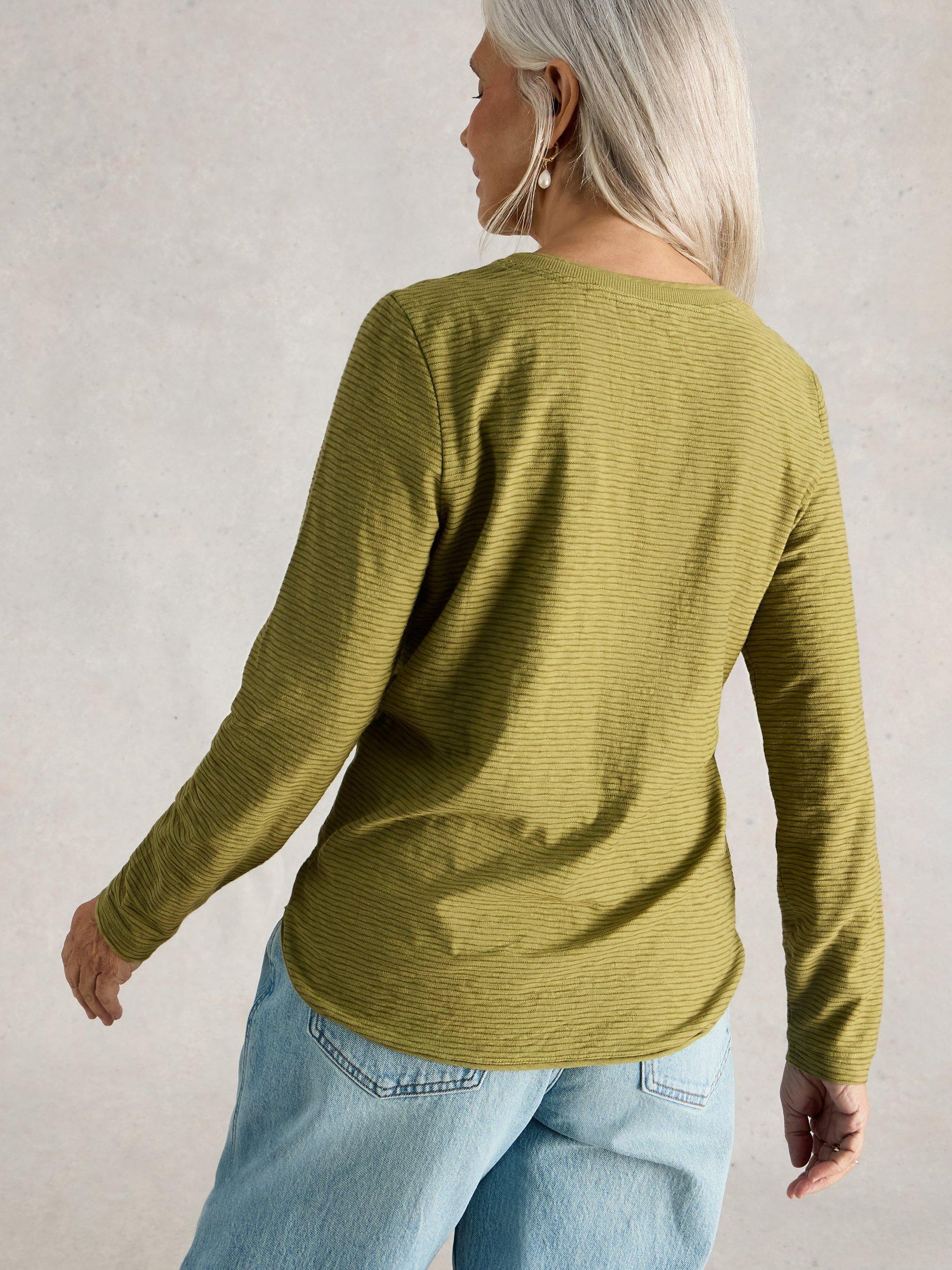 Product image 2 of 11, which shows White Stuff Clara Textured Stripe Top, Green, 6