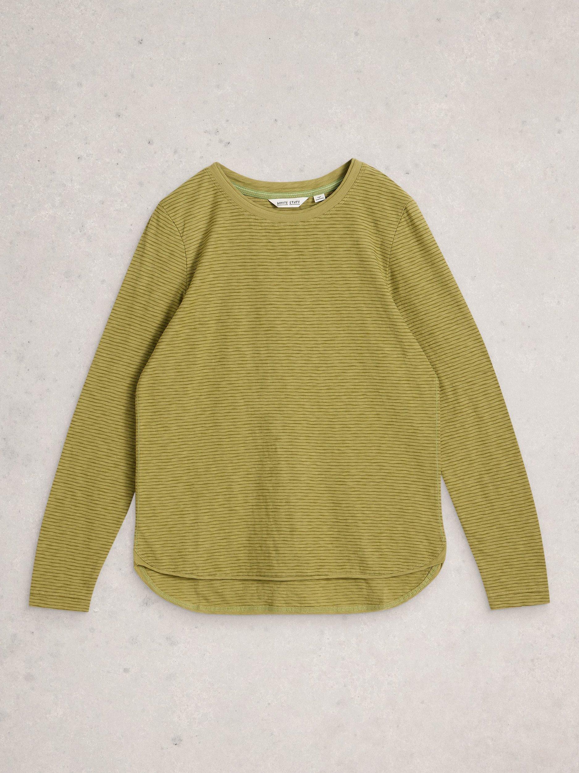 Product image 5 of 11, which shows White Stuff Clara Textured Stripe Top, Green, 6