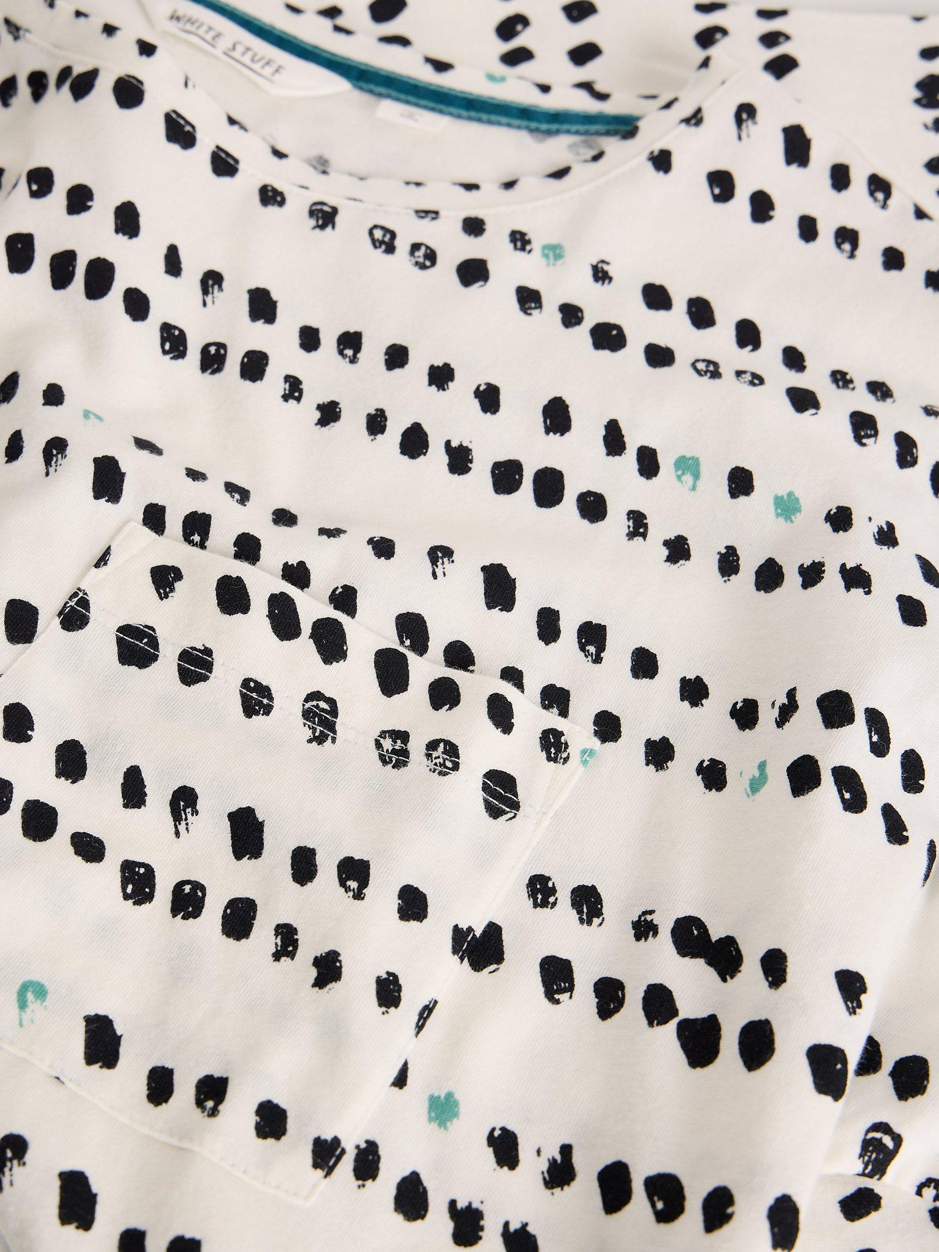 Product image 6 of 6, which shows White Stuff Demi Spot Stripe Jersey Top, Ivory/Black, 6