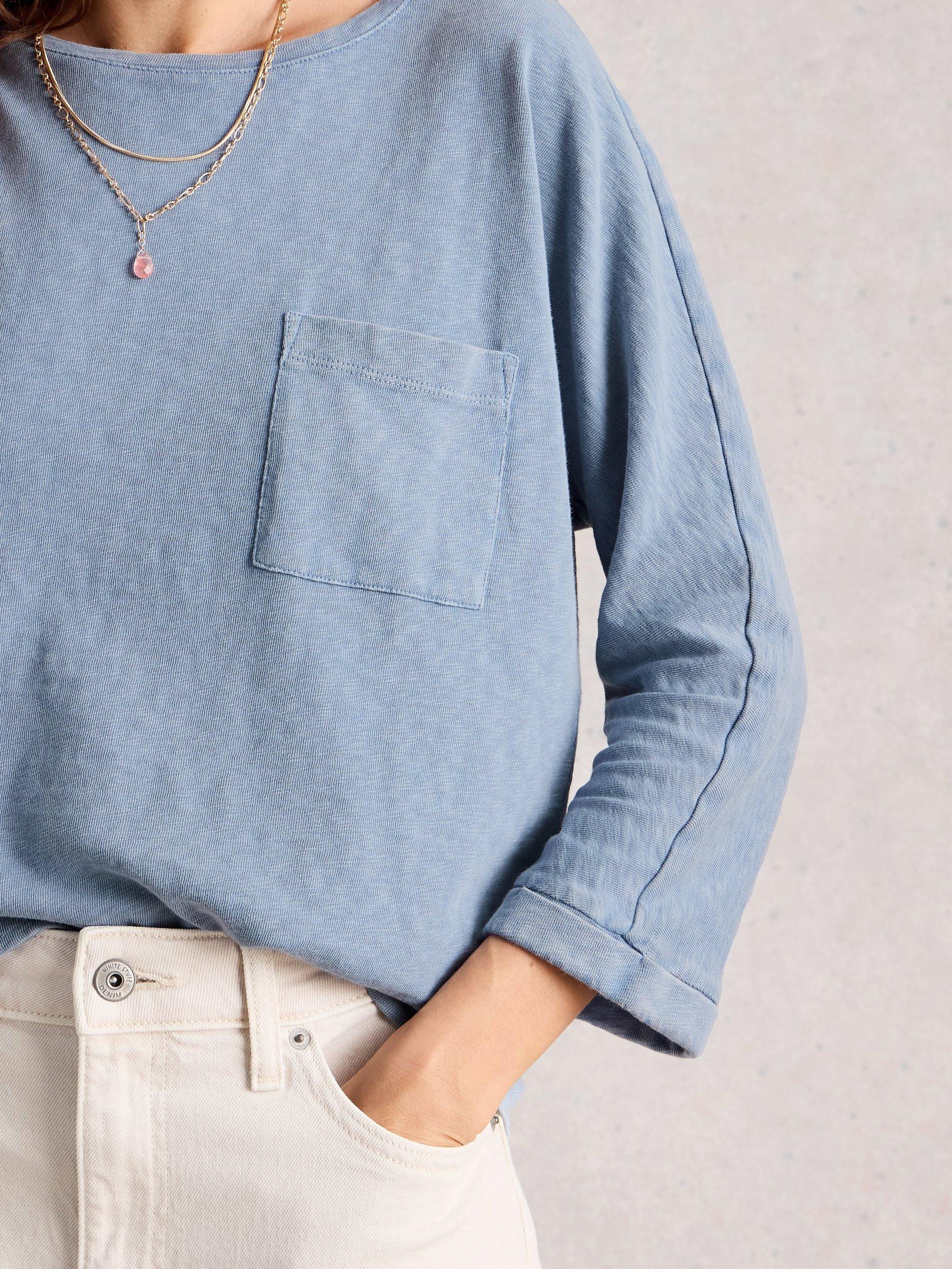 Product image 3 of 6, which shows White Stuff Demi Slouch Jersey Top, Blue, 6