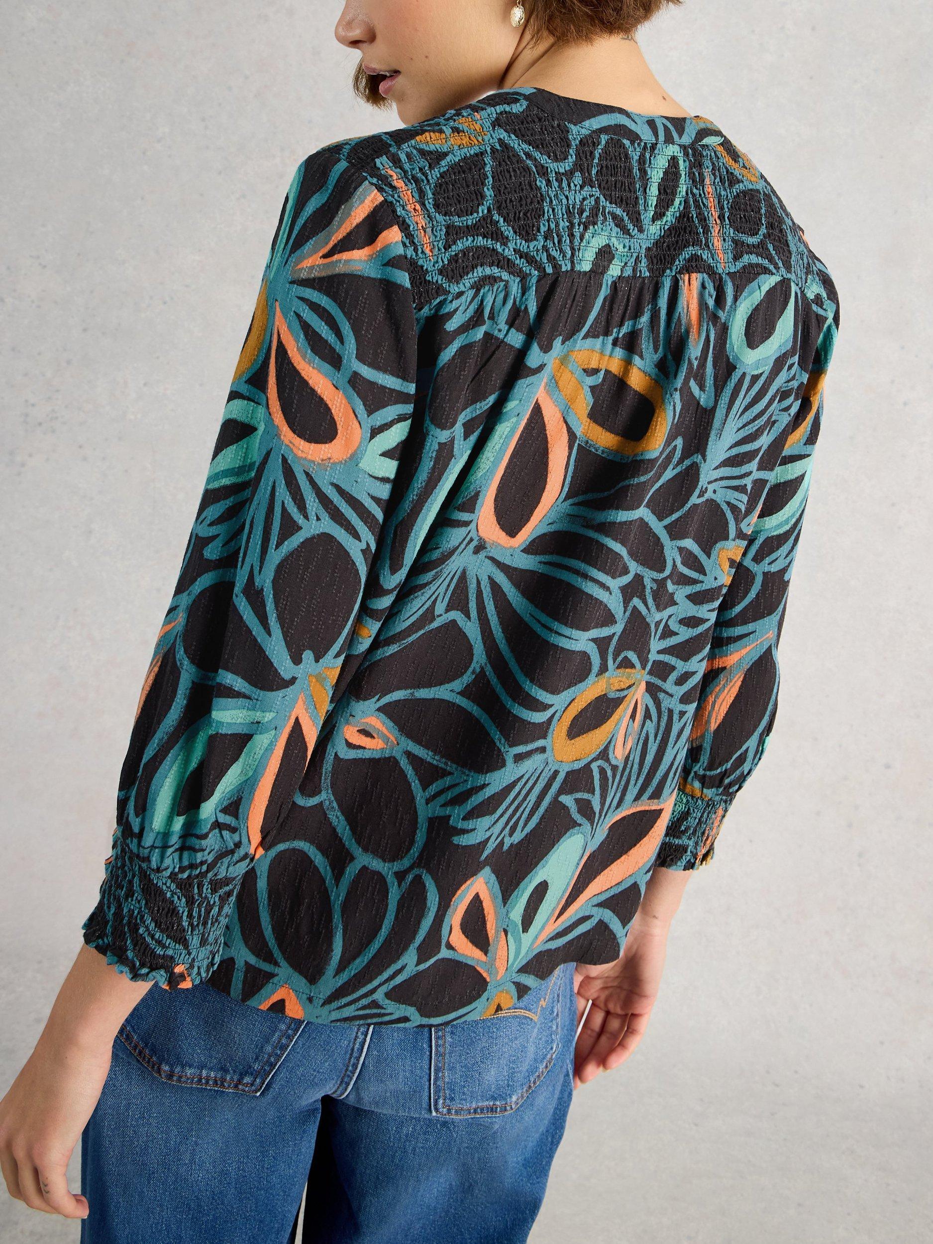 Product image 2 of 6, which shows White Stuff Elisa Floral Top containing LENZING™ ECOVERO™ Viscose, Black/Multi, 6