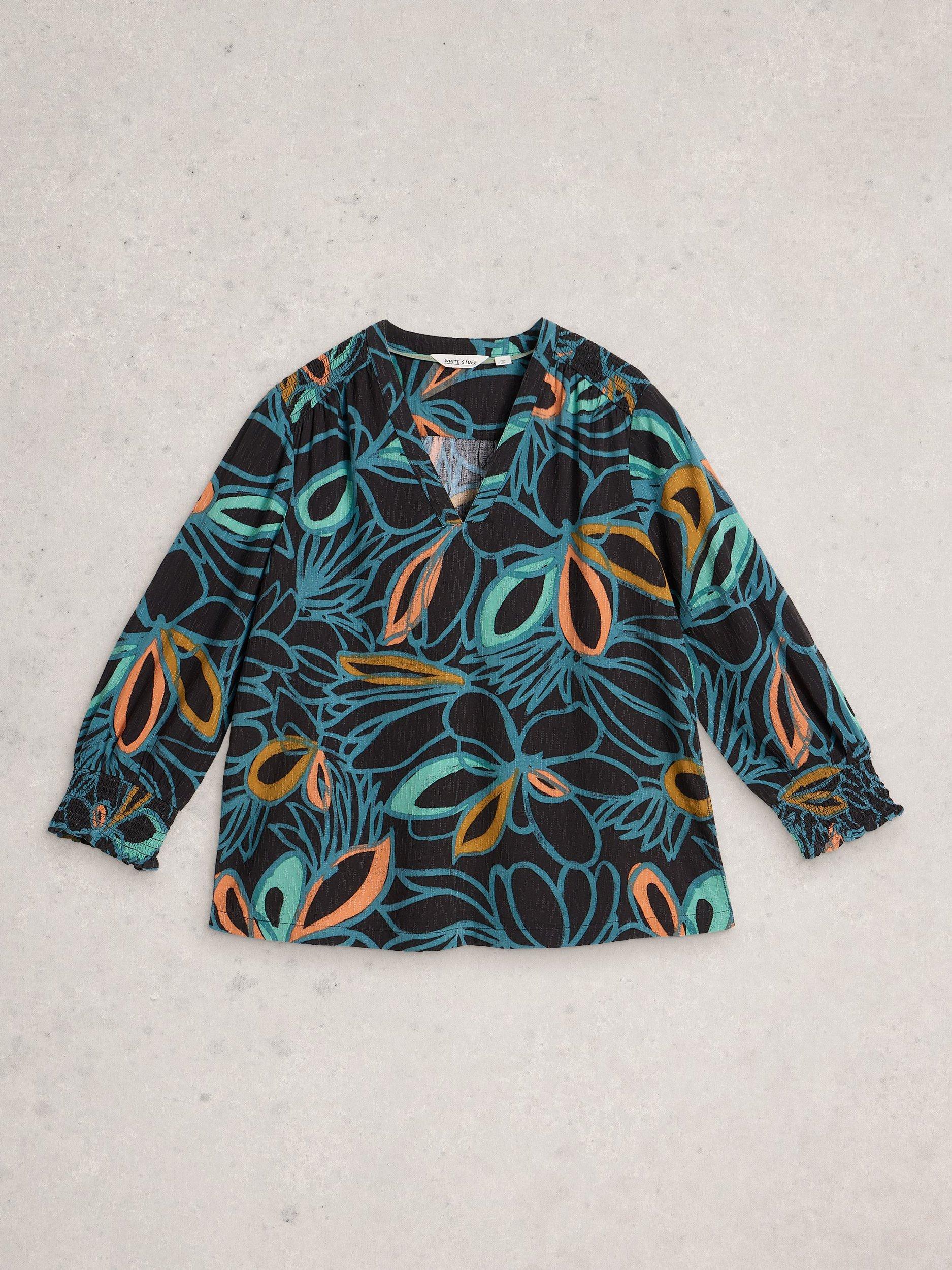 Product image 5 of 6, which shows White Stuff Elisa Floral Top containing LENZING™ ECOVERO™ Viscose, Black/Multi, 6