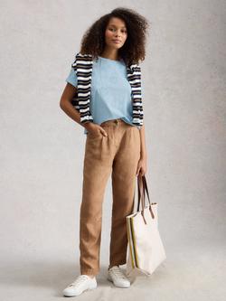 White Stuff Cotton Short Sleeve Embroidered Floral T-Shirt, Blue, Blue