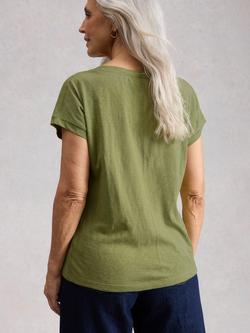 White Stuff Nelly Notch Neck T-Shirt - view 2, Green