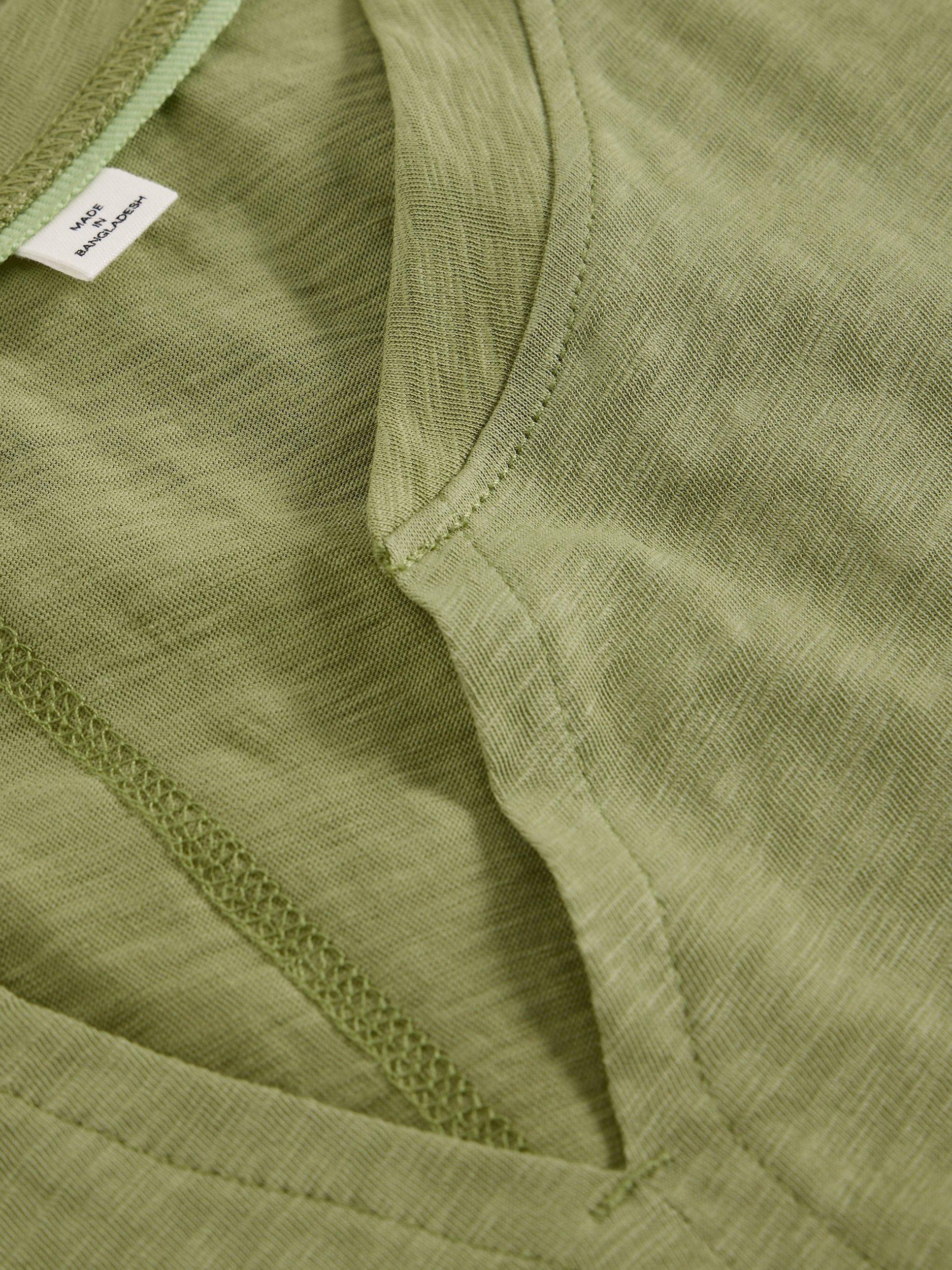 Product image 6 of 6, which shows White Stuff Nelly Notch Neck T-Shirt, Green, 6