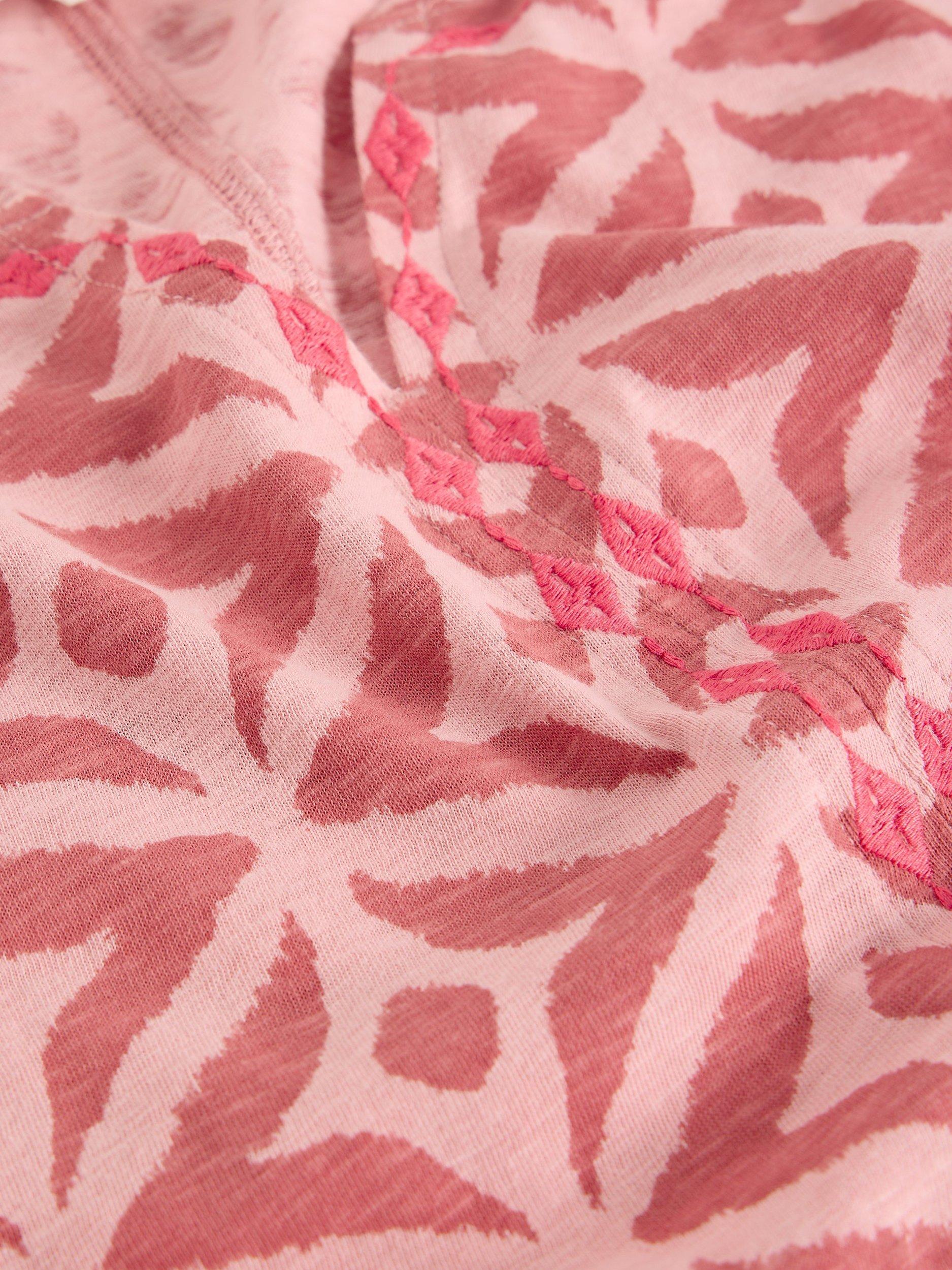 Product image 6 of 6, which shows White Stuff Nelly Embroidered Geometric Top, Pink/Multi, 6