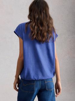 White Stuff Nicole Drawstring Hem Top, Blue - view 2, Blue