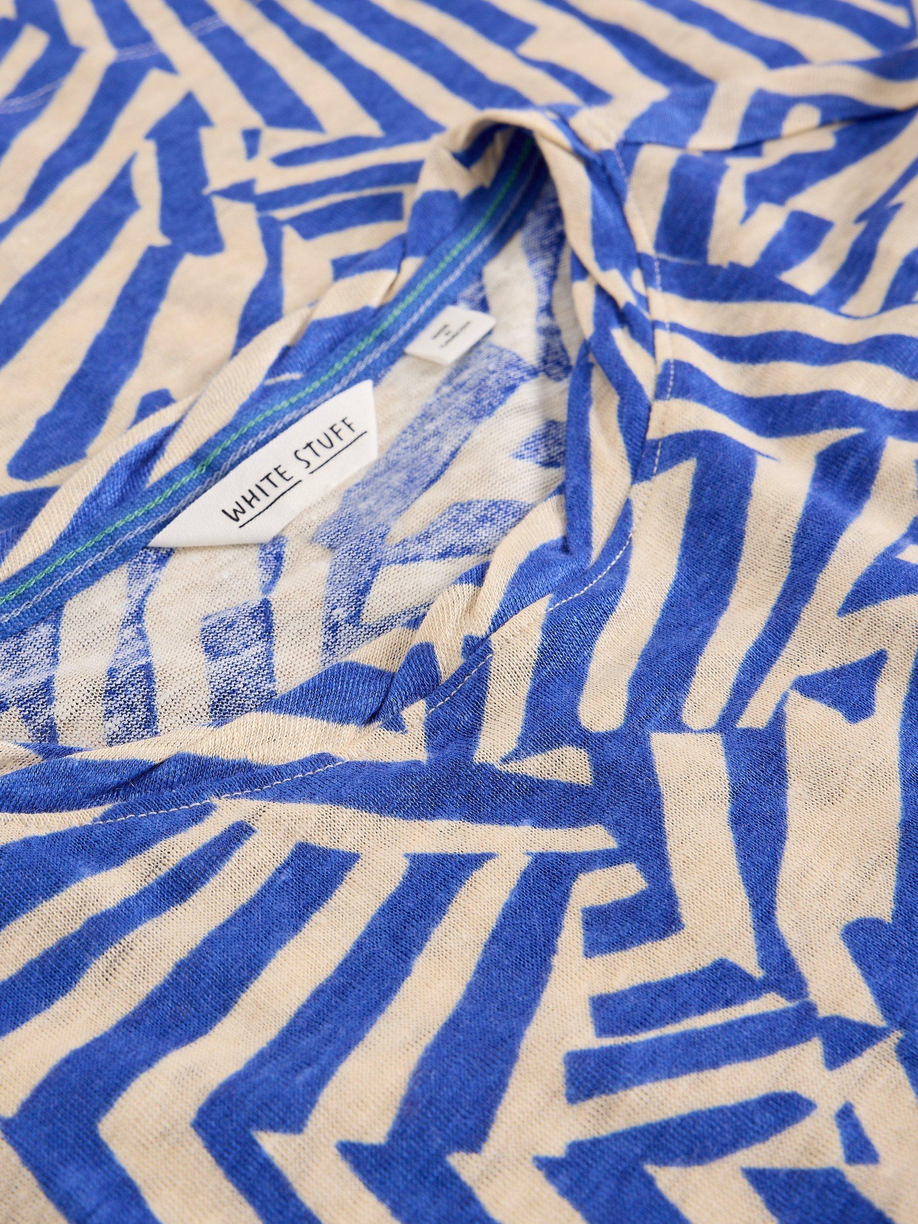 Product image 6 of 6, which shows White Stuff Rowan Abstract Pure Linen T-Shirt, Blue/Multi, 6