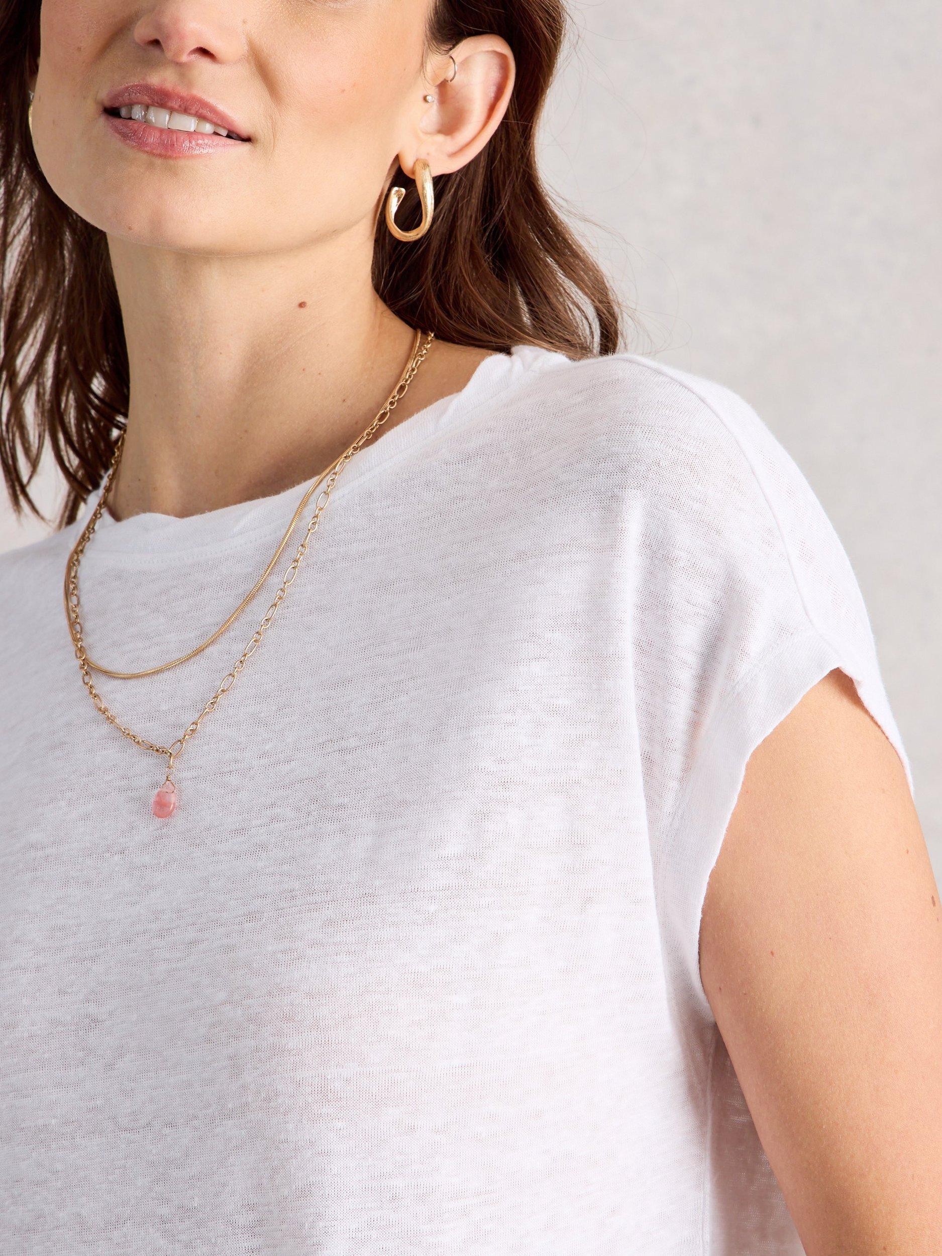 Product image 3 of 6, which shows White Stuff Rowan Pure Linen T-Shirt, White, 6