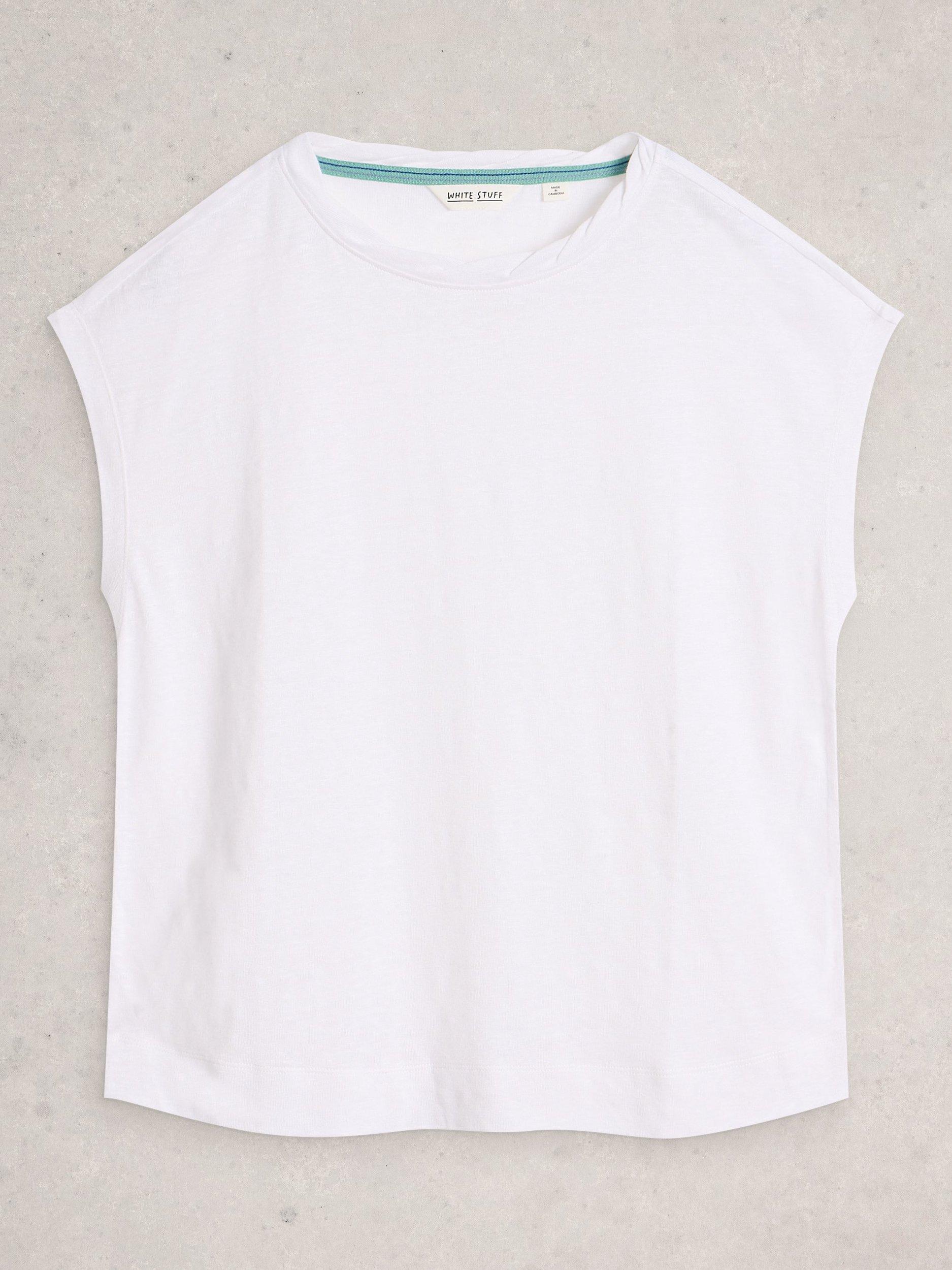 Product image 5 of 6, which shows White Stuff Rowan Pure Linen T-Shirt, White, 6