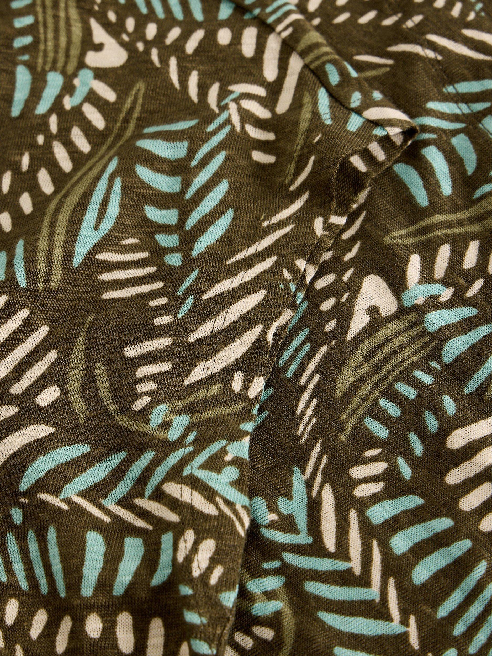 Product image 6 of 6, which shows White Stuff Rowan Leaves Pure Linen T-Shirt, Green/Multi, 6
