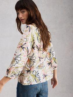 White Stuff Ruby Abstract Floral Top, Ivory/Multi - view 2, Ivory/Multi