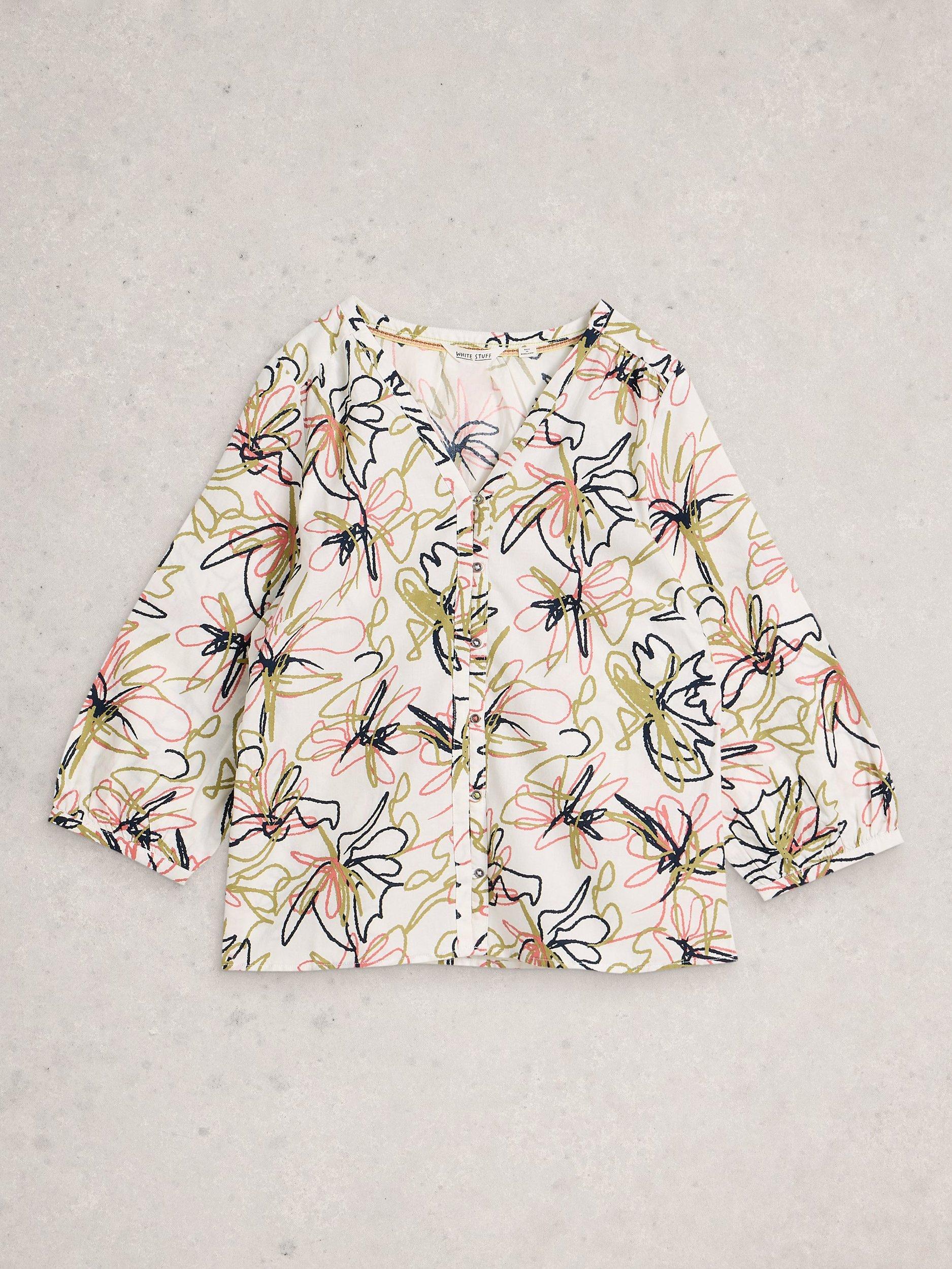 Product image 5 of 6, which shows White Stuff Ruby Abstract Floral Top, Ivory/Multi, 6