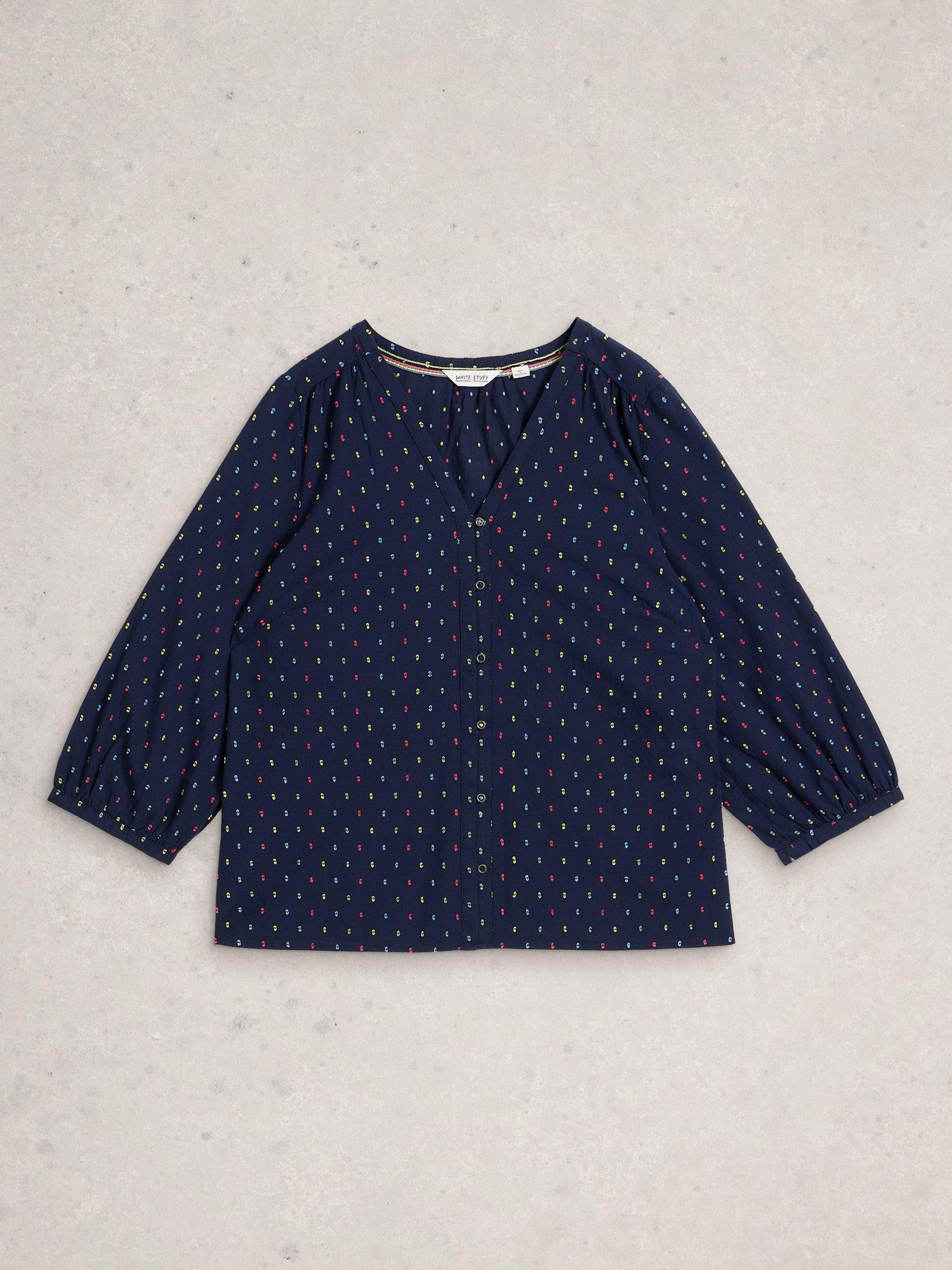 Product image 5 of 6, which shows White Stuff Ruby Embroidered Top, Navy, 6