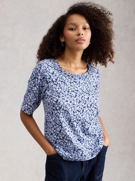 White Stuff Weaver Abstract T-Shirt, Blue, Blue