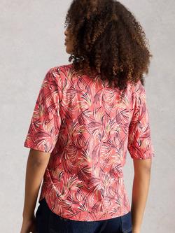 White Stuff Weaver Notch Neck Abstract Top, Pink/Multi - view 2, Pink/Multi