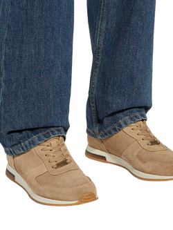 Dune London Trilogy Suede Trainers, Sand - view 2, Sand