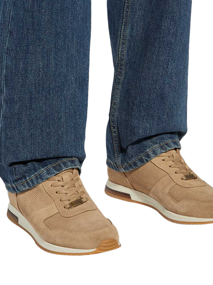 Dune London Trilogy Suede Trainers, Sand - view 2, Sand