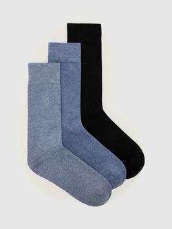 AllSaints Adan Ramskull Socks, Pack of 3, Agate Blue, Agate Blue