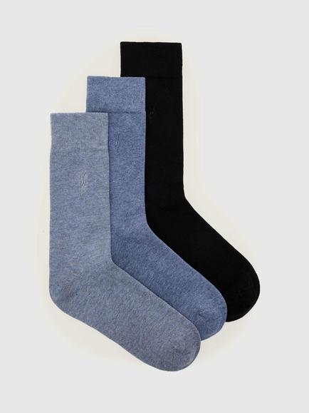 AllSaints Adan Ramskull Socks, Pack of 3, Agate Blue, Agate Blue