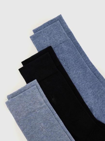AllSaints Adan Ramskull Socks, Pack of 3, Agate Blue - view 2, Agate Blue