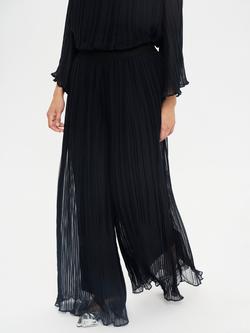 Saint Tropez Nuri Plisse Wide Leg Trousers, Black, Black