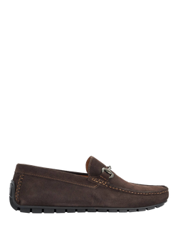 Dune London Brackon Wide Fit Suede Snaffle Trim Moccasin Loafers, Brown