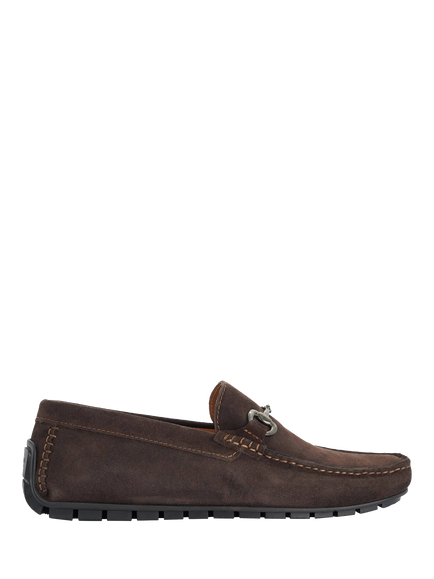 Dune London Brackon Wide Fit Suede Snaffle Trim Moccasin Loafers, Brown