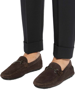 Dune London Brackon Wide Fit Suede Snaffle Trim Moccasin Loafers - view 2, Brown