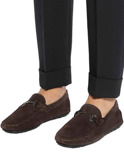 Dune London Brackon Wide Fit Suede Snaffle Trim Moccasin Loafers - view 2, Brown