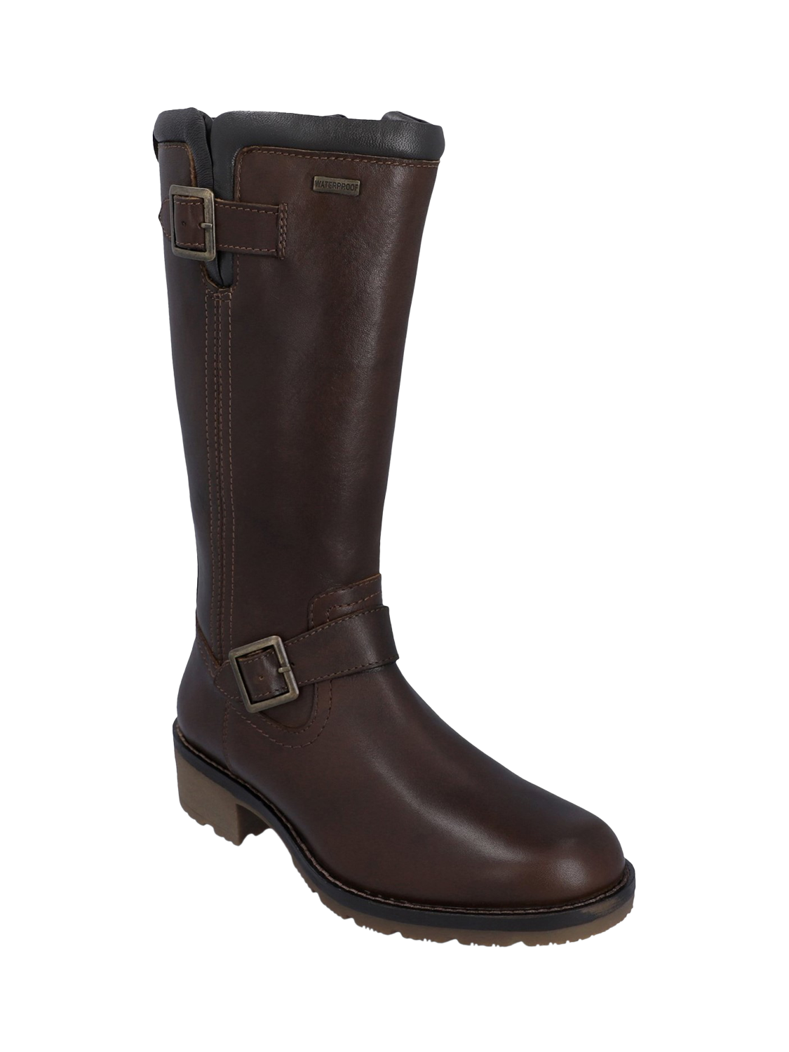 Product image 2 of 4, which shows Hunter Skye Tall Leather Calf Boots, Brown, 4