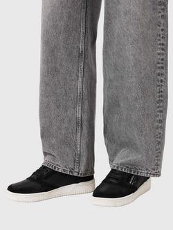 AllSaints Regan Leather Low Top Trainers, Black - view 2, Black