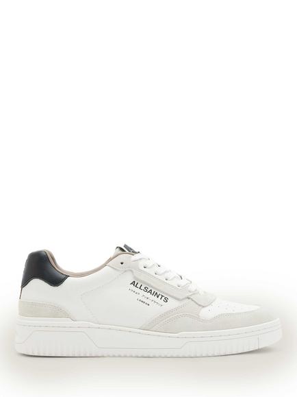 AllSaints Regan Leather Low Top Trainers, Chalk White/Black