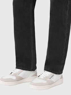 AllSaints Regan Leather Low Top Trainers, Chalk White/Black - view 2, Chalk White/Black