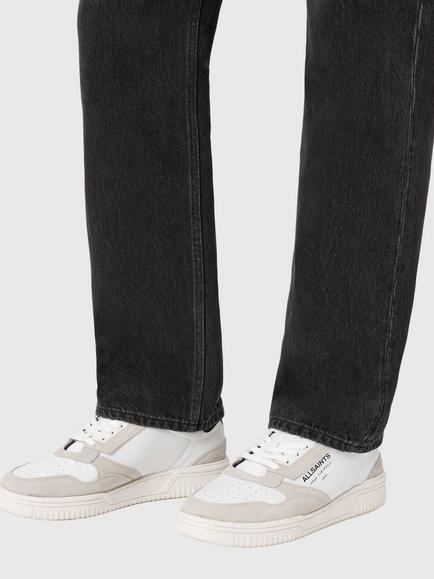 AllSaints Regan Leather Low Top Trainers - view 2, Chalk White/Black