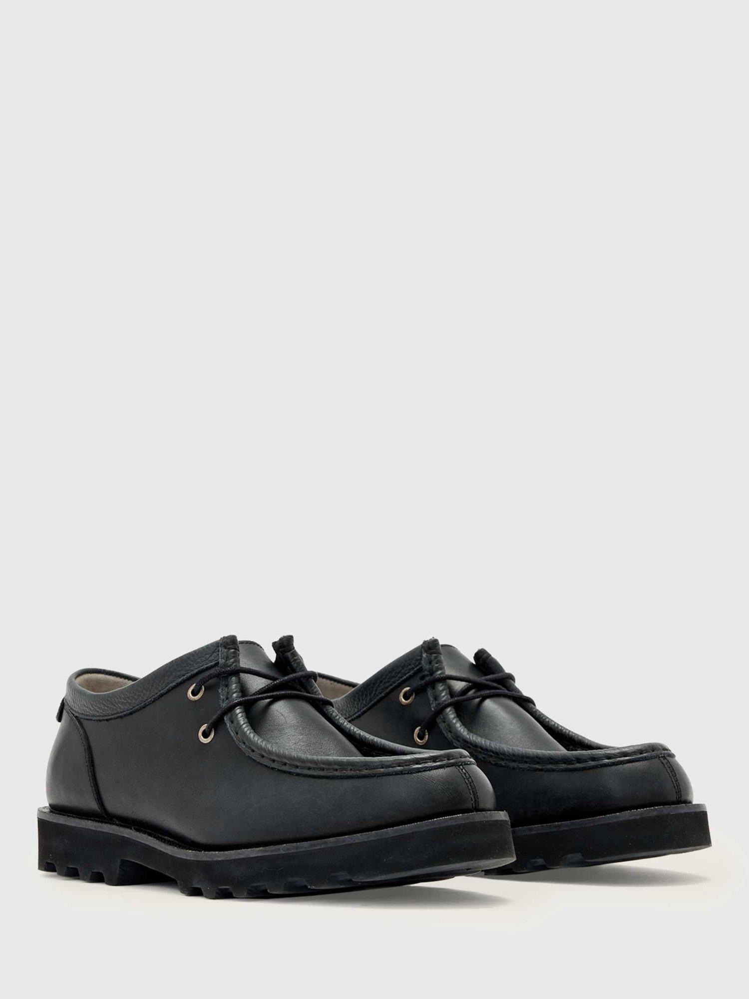Product image 4 of 6, which shows AllSaints Skiff Apron Leather Moccasins, Black, EU44