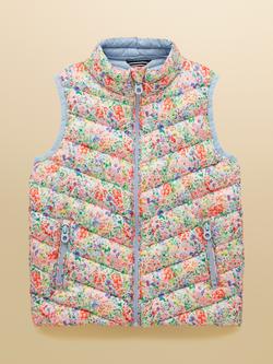 Joules Kids' Crofton Ditsy Print Padded Gilet, Multi, Multi