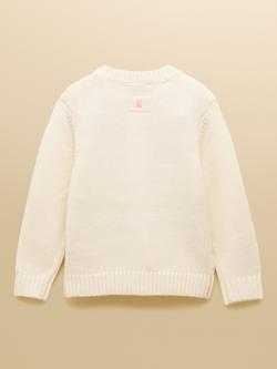Joules Kids' Knitted Horse Cardigan, Cream - view 2, Cream